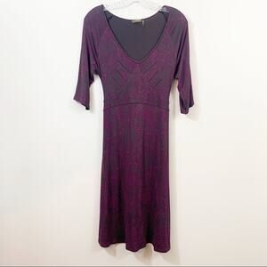 Athleta Tie Waist Paisley Purple/Brown Midi Dress